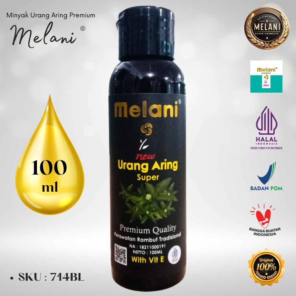 714 Melani Minyak Urang Aring / Orang Aring PREMIUM 100 ml Botol Flip Top | 3 Pilihan Warna - BPOM dan HALAL Terdaftar - Gambar 4