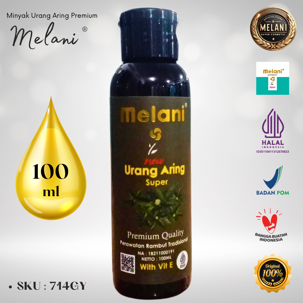 714 Melani Minyak Urang Aring / Orang Aring PREMIUM 100 ml Botol Flip Top | 3 Pilihan Warna - BPOM dan HALAL Terdaftar - Gambar 3