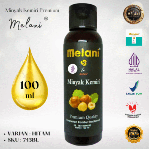 715 Melani Minyak Kemiri PREMIUM 100 ml Botol Flip Top ∣ 3 Pilihan Warna – BPOM dan HALAL Terdaftar