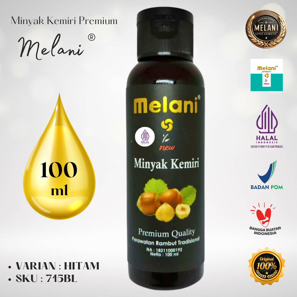 715 Melani Minyak Kemiri PREMIUM 100 ml Botol Flip Top ∣ 3 Pilihan Warna - BPOM dan HALAL Terdaftar - Gambar 2