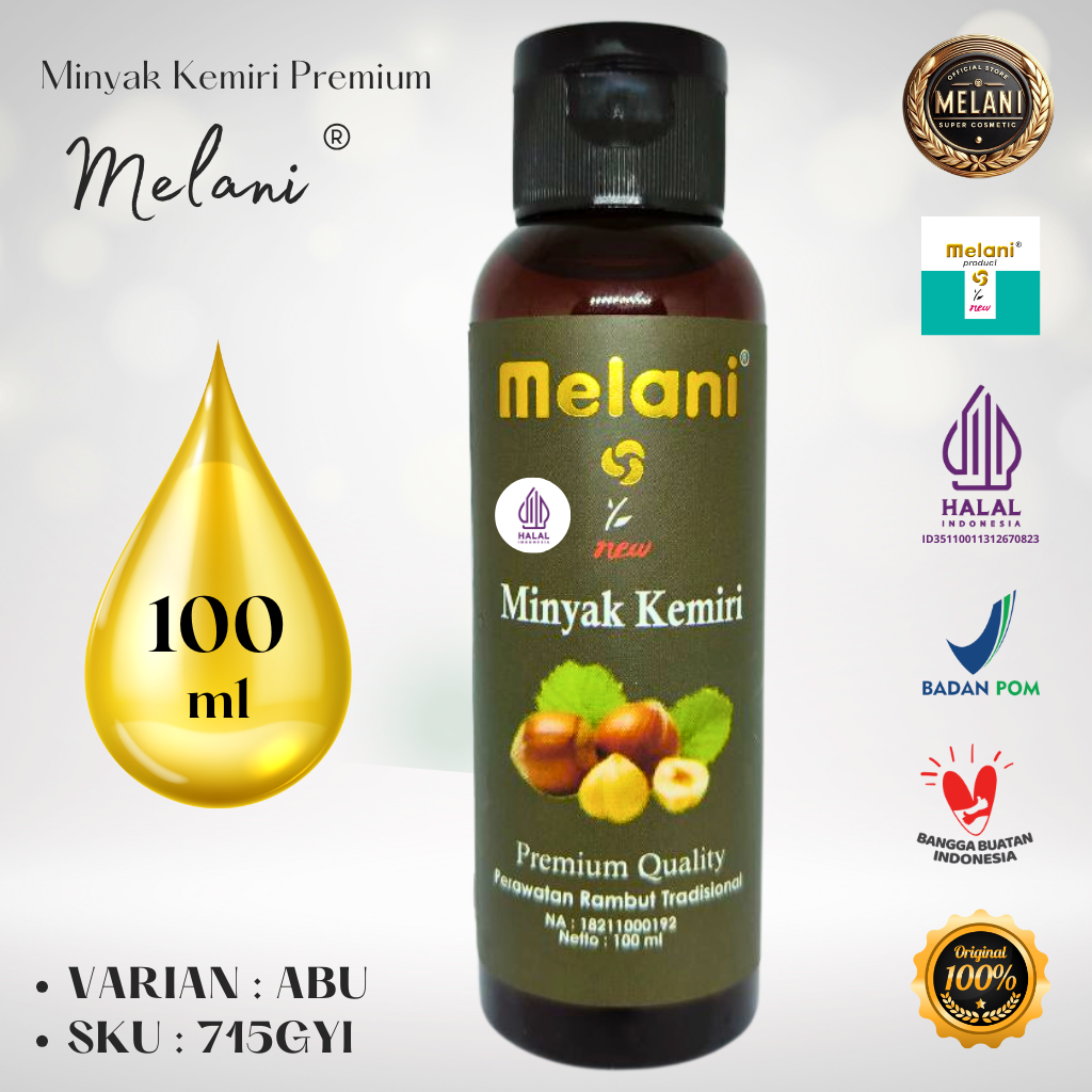 715 Melani Minyak Kemiri PREMIUM 100 ml Botol Flip Top ∣ 3 Pilihan Warna - BPOM dan HALAL Terdaftar - Gambar 4