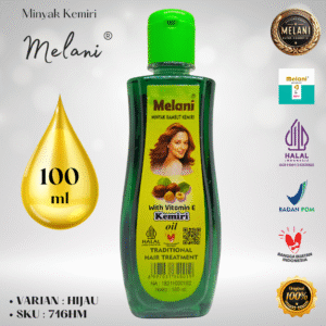 716M Melani Minyak Kemiri Botol Plastik 100 ml Tradisional Hair Treatment | 2 Pilihan Warna – BPOM dan HALAL Terdaftar