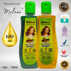 716M Melani Minyak Kemiri Botol Plastik 100 ml Tradisional Hair Treatment | 2 Pilihan Warna – BPOM dan HALAL Terdaftar