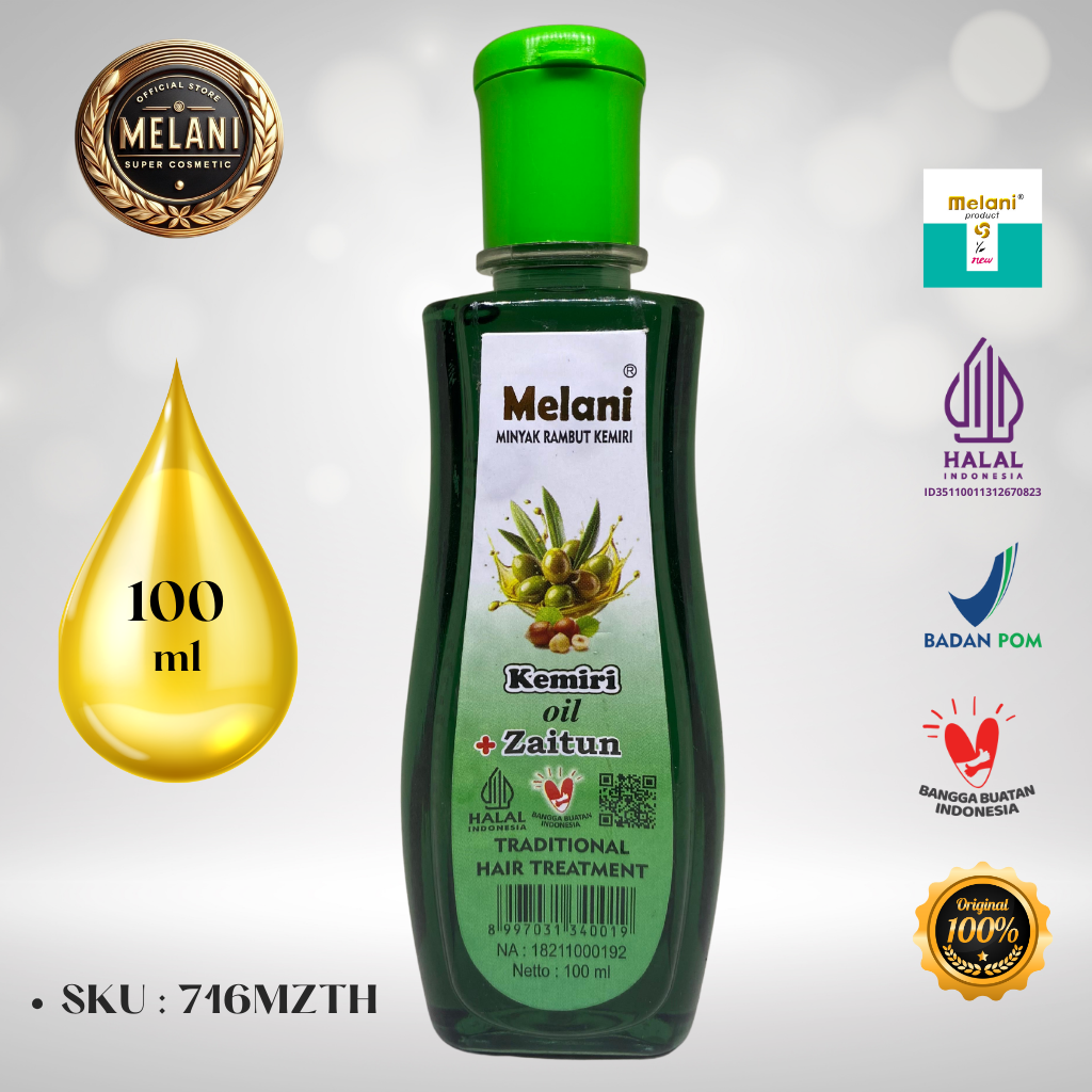 716MZT Melani Minyak Kemiri PLUS Zaitun 100ml Botol Plastik | 2 Pilihan Warna- BPOM dan HALAL Terdaftar - Gambar 2