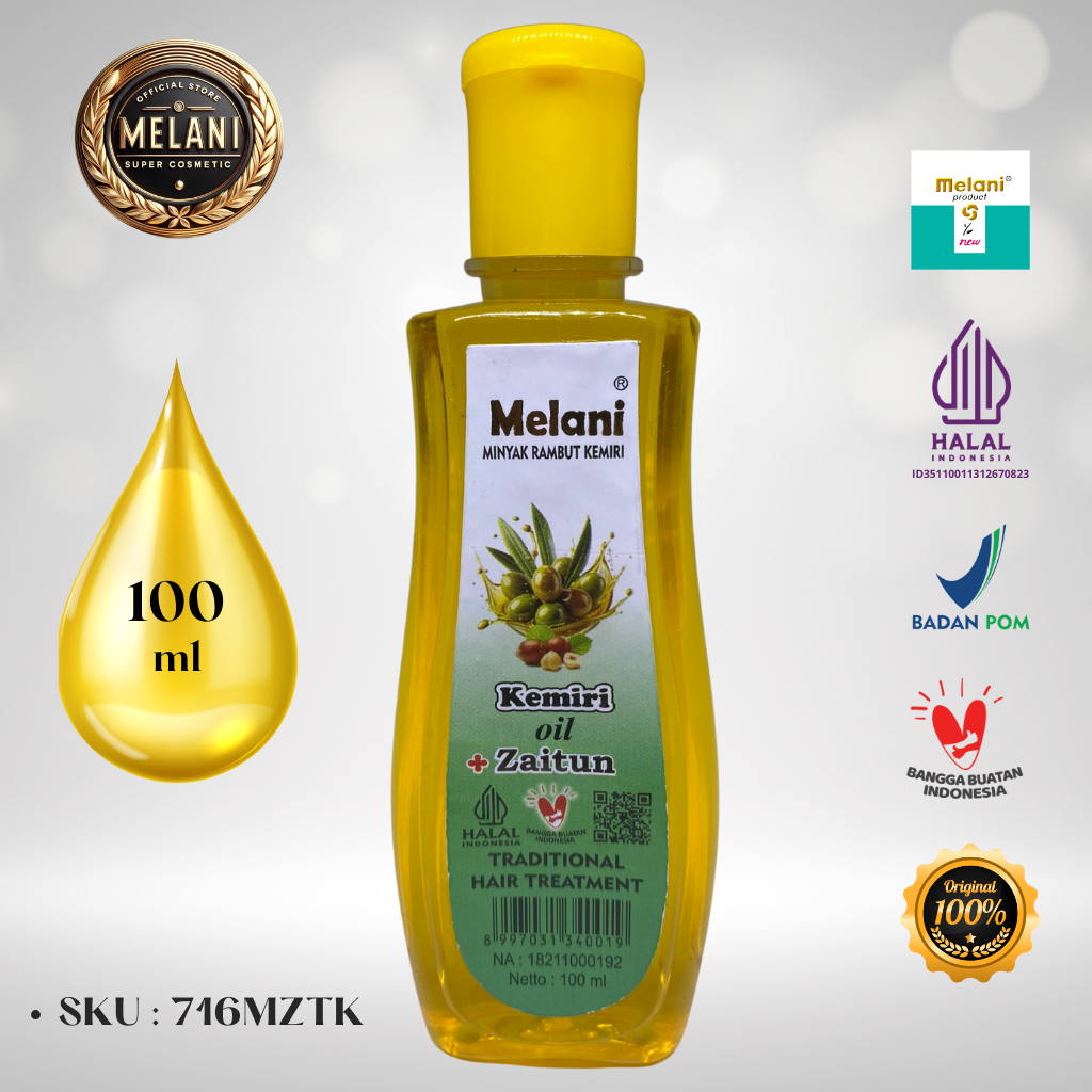 716MZT Melani Minyak Kemiri PLUS Zaitun 100ml Botol Plastik | 2 Pilihan Warna- BPOM dan HALAL Terdaftar - Gambar 3