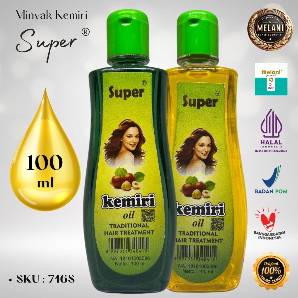 716S Super by Melani Minyak Kemiri 100 ml Botol Plastik | 2 Pilihan Warna - BPOM dan HALAL Terdaftar