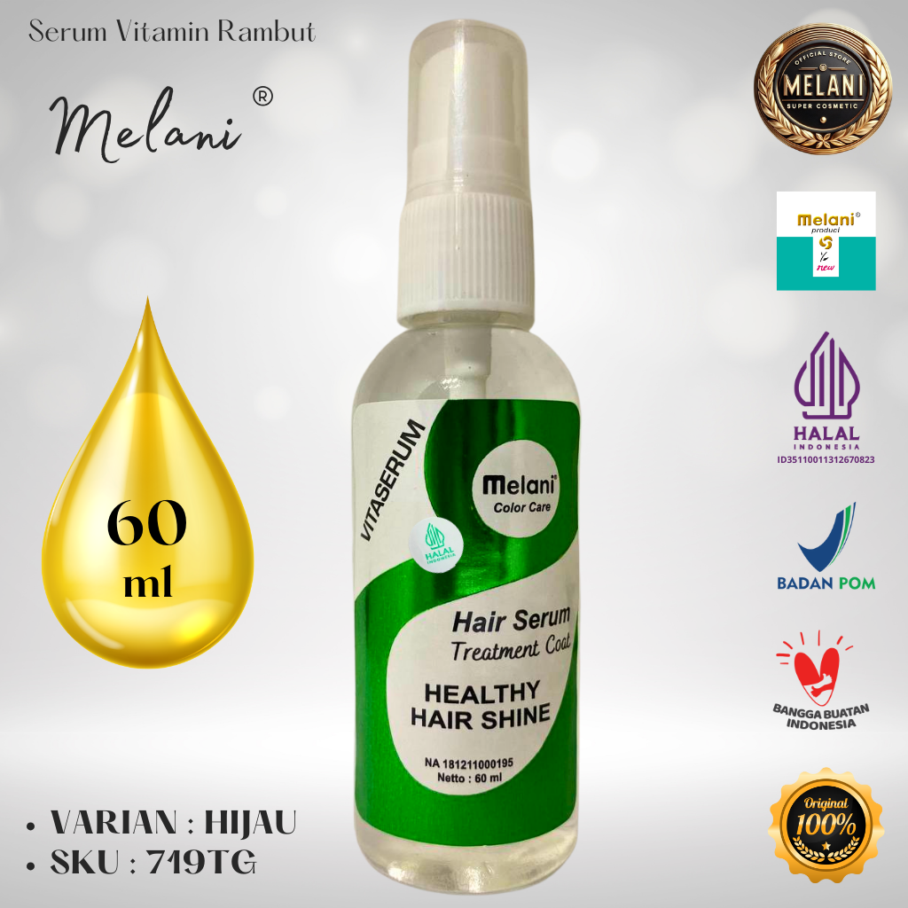 719T Melani Serum Vitamin Rambut 60 ml | 8 Pilihan Warna - BPOM dan HALAL Terdaftar - Gambar 8