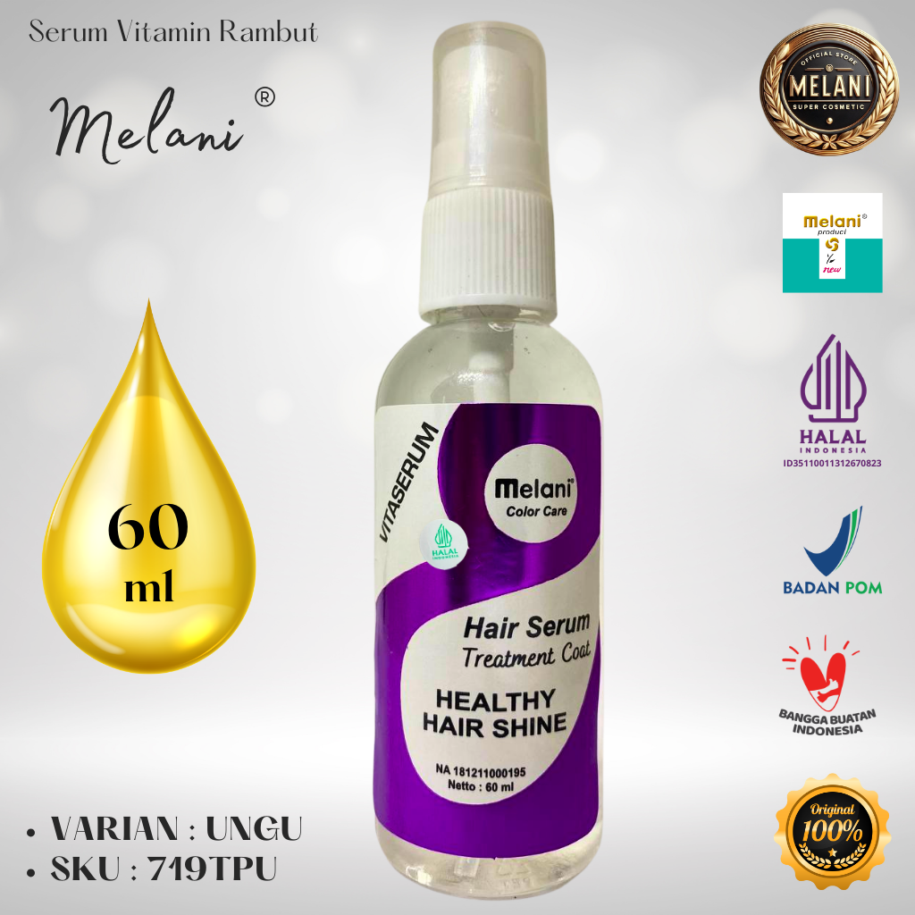 719T Melani Serum Vitamin Rambut 60 ml | 8 Pilihan Warna - BPOM dan HALAL Terdaftar - Gambar 6