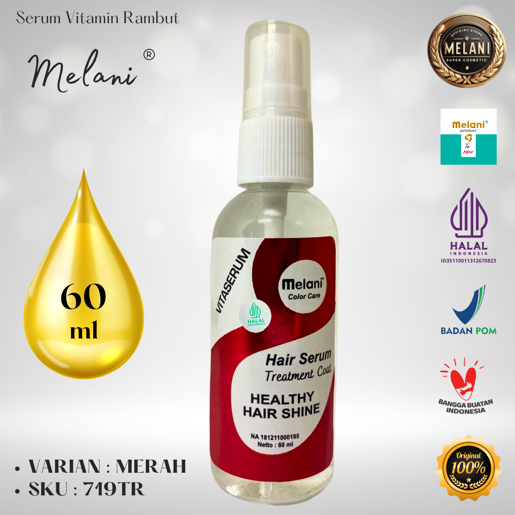719T Melani Serum Vitamin Rambut 60 ml | 8 Pilihan Warna - BPOM dan HALAL Terdaftar - Gambar 5