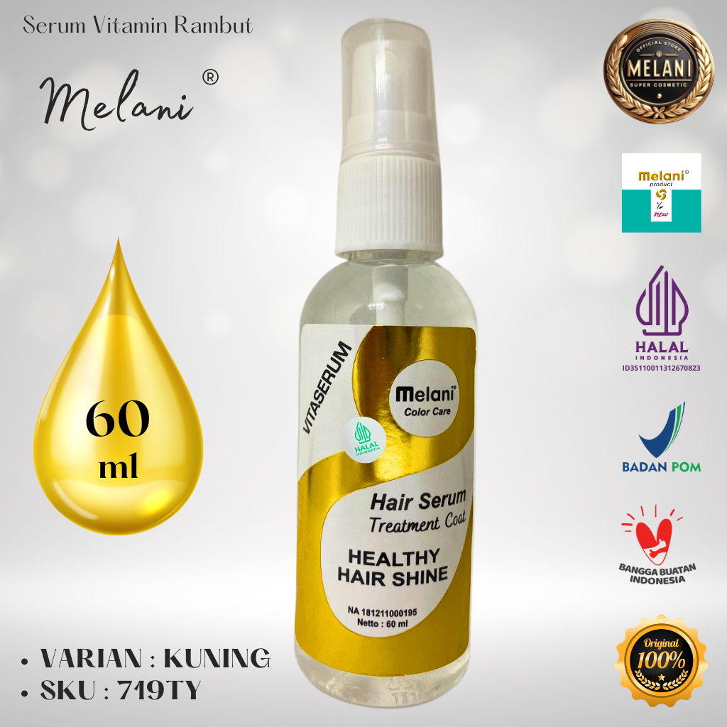 719T Melani Serum Vitamin Rambut 60 ml | 8 Pilihan Warna - BPOM dan HALAL Terdaftar - Gambar 3