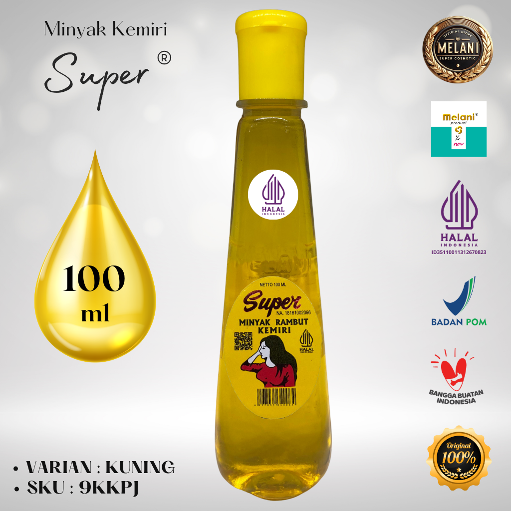 9KPJ Super by Melani Minyak Kemiri Hijau Botol Plastik 100 ml | 2 Pilihan Warna - BPOM dan HALAL Terdaftar - Gambar 3