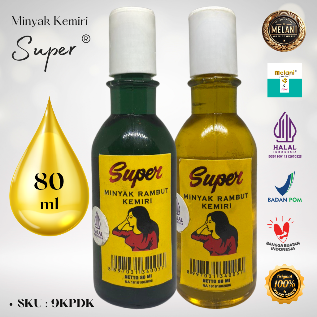 9KPDK Super by Melani Minyak Kemiri 80 ml Botol Plastik | 2 Pilihan Warna - BPOM dan HALAL Terdaftar