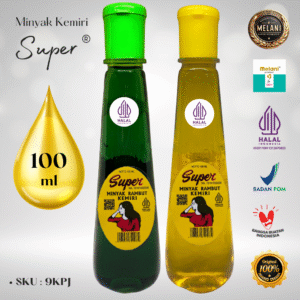 9KPJ Super by Melani Minyak Kemiri Hijau Botol Plastik 100 ml | 2 Pilihan Warna – BPOM dan HALAL Terdaftar