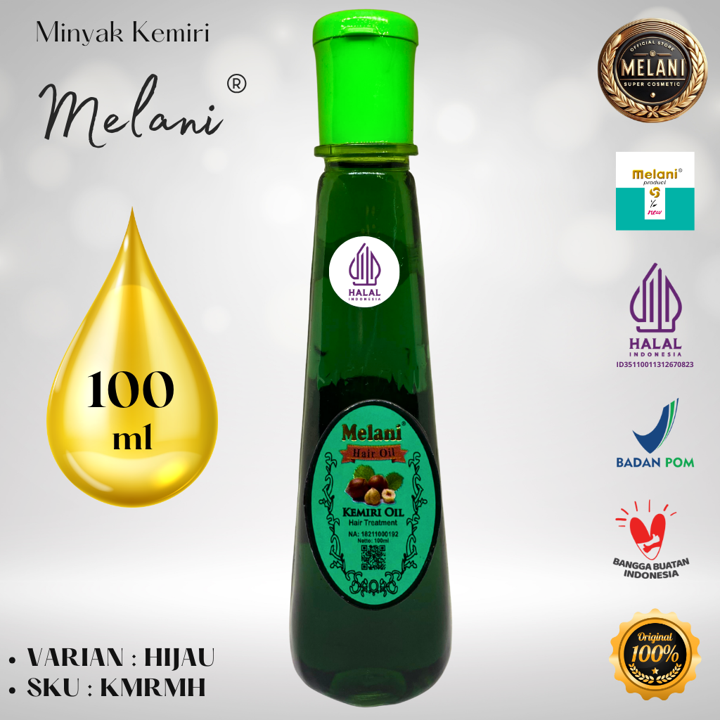 KMRM Melani Minyak Kemiri 100 ml Botol Plastik | 2 Pilihan Warna - BPOM dan HALAL Terdaftar - Gambar 2