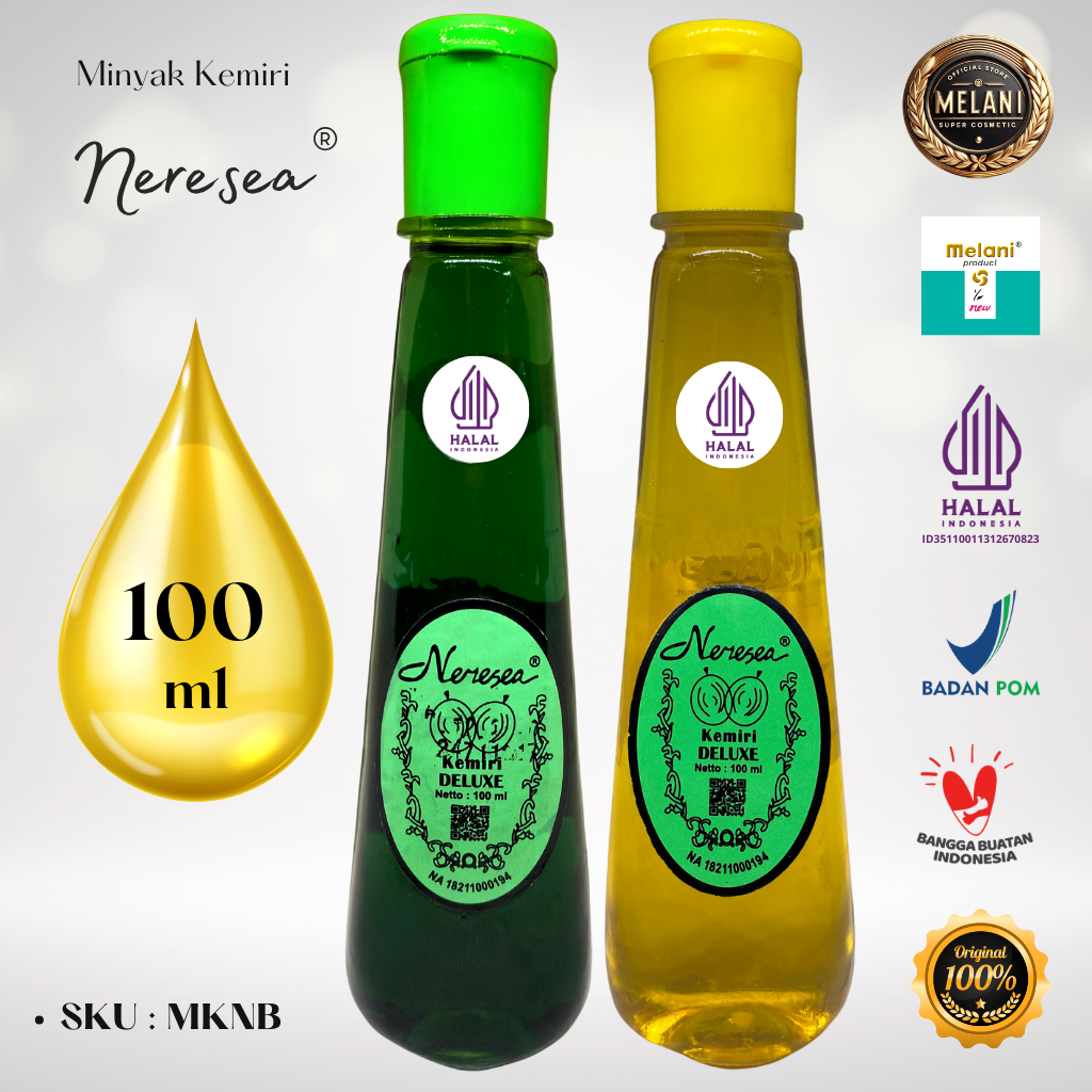 MKNB Neresea by Melani Minyak Kemiri 100 ml Botol Plastik Panjang | 2 Pilihan Warna - BPOM dan HALAL Terdaftar