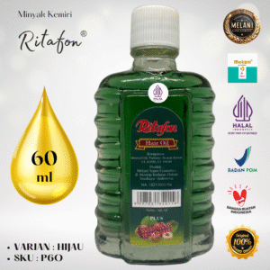 P6 / P6O Ritafon by Melani Minyak Kemiri 60 ml Botol Helen Kaca | 2 Pilihan Warna – BPOM dan HALAL Terdaftar